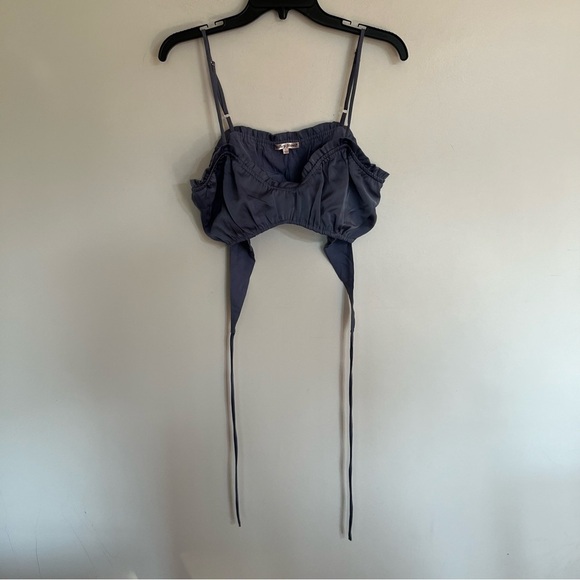 Women’s Bailey Rose Tie Front Adjustable Strap Crop Top Size Large Blue Gray - Picture 1 of 11